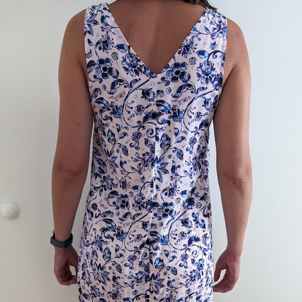 Gap Floral Shift Dress XS Extra Small Womens Pink Lilac Blue V-Neck Sleeveless - Picture 6 of 10